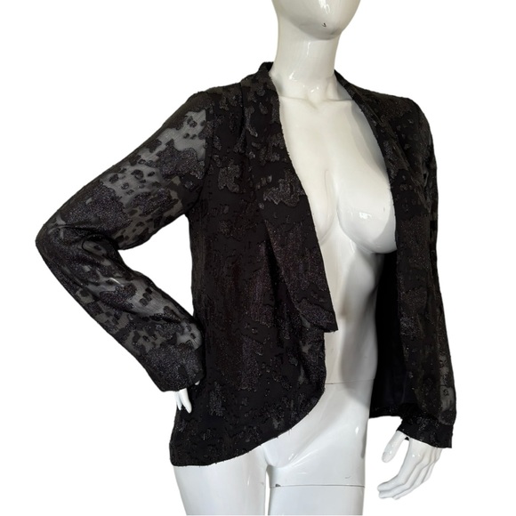 BCBGeneration blazer jacket shawl leopard shimmer design cutout open back NWT M - Picture 17 of 17